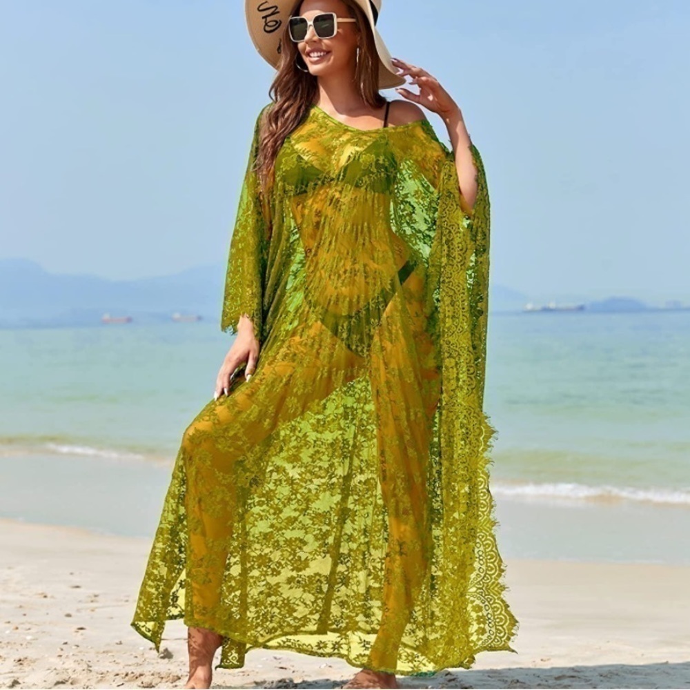 Beach Cover Up Boho Lace Kimono Bikini Robe Swimsuit Bathing Suit Costume Role